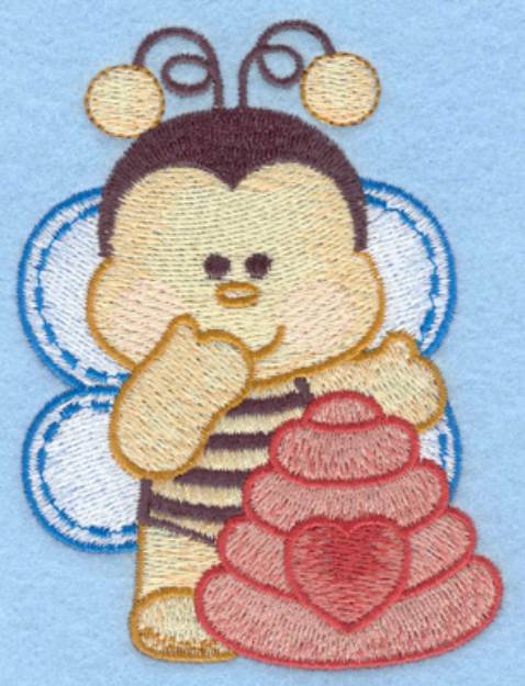 Picture of Bumble Bee with Hive Machine Embroidery Design
