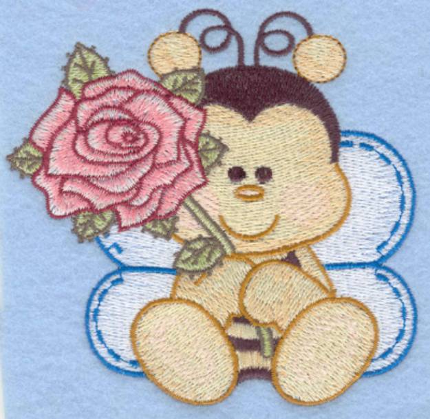 Picture of Bumble Bee & Rose Machine Embroidery Design