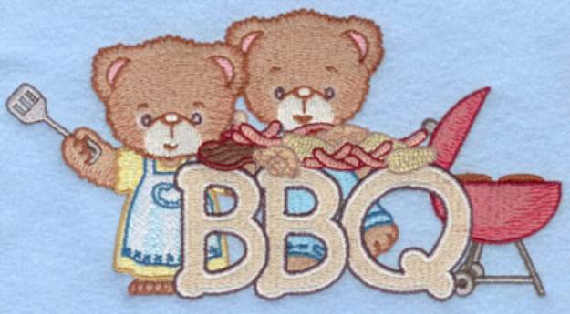 Picture of BBQ Teddy Bears Machine Embroidery Design