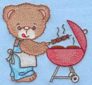 Picture of Bear Grilling Shishkabob Machine Embroidery Design