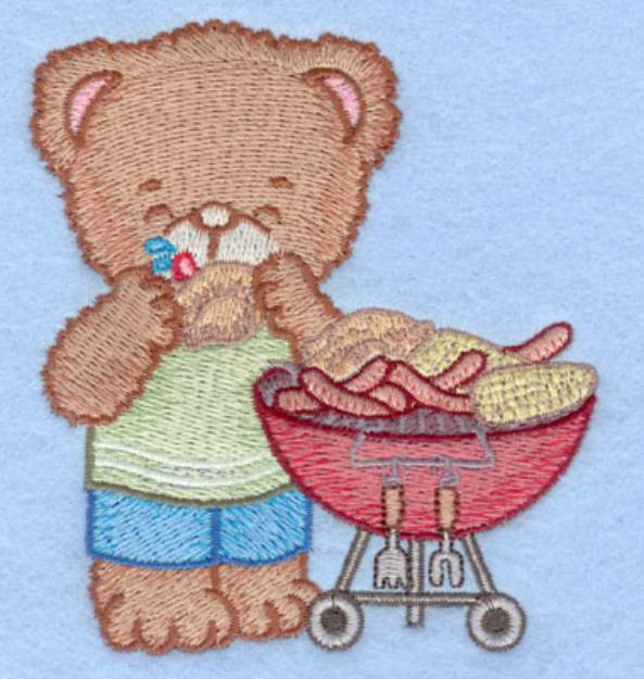 Picture of Bear at BBQ Machine Embroidery Design