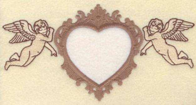 Picture of Heart Applique & Cherubs Machine Embroidery Design