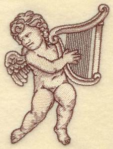 Picture of Cherub with Harp Machine Embroidery Design