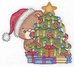 Picture of Christmas Tree & Bear Machine Embroidery Design