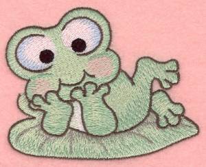 Picture of Frog on Lily Pad Machine Embroidery Design