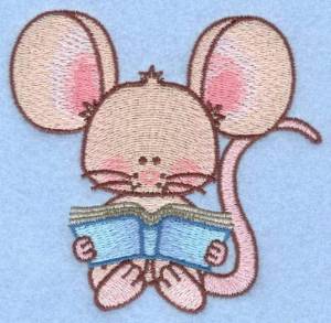 Picture of Mouse with Book Machine Embroidery Design