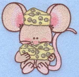 Picture of Mouse Eating Cheese Machine Embroidery Design