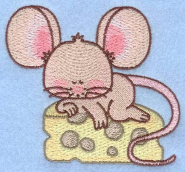 Picture of Mouse on Cheese Machine Embroidery Design