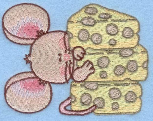 Picture of Mouse Behind Cheese Machine Embroidery Design