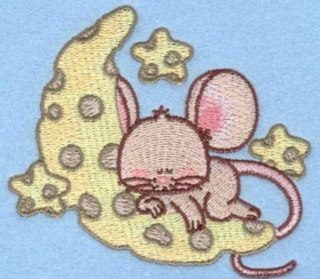 Picture of Mouse on Moon Machine Embroidery Design