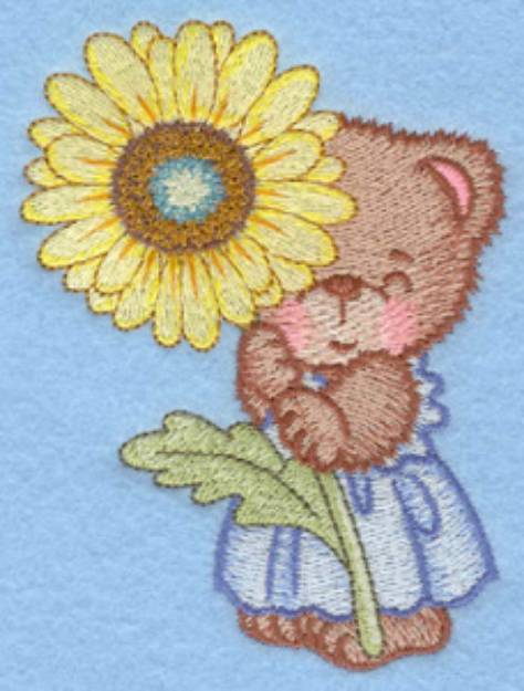 Picture of Teddy Bear and Flower Machine Embroidery Design