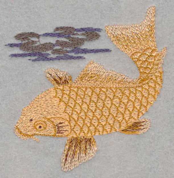 Picture of Koi & Water Lily Machine Embroidery Design