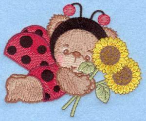 Picture of Ladybug Bear & Flowers Machine Embroidery Design