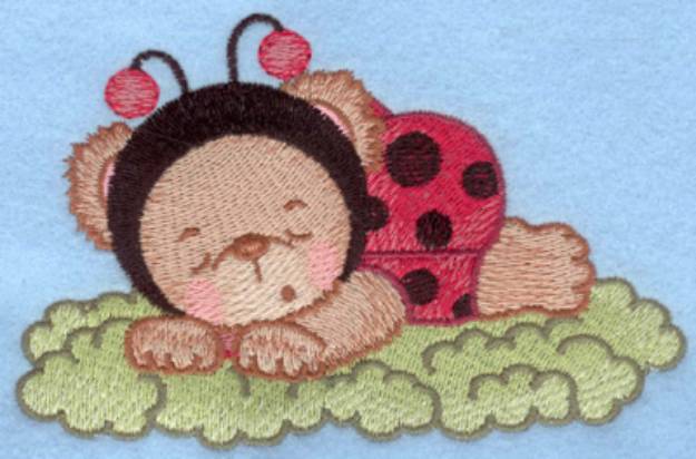 Picture of Ladybug Bear Sleeping Machine Embroidery Design