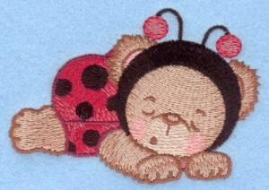 Picture of Ladybug Bear Sleeping Machine Embroidery Design