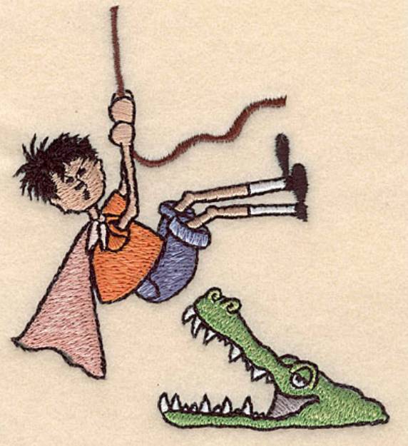 Picture of Boy & Crocodile Small Machine Embroidery Design
