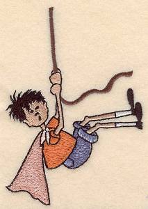 Picture of Boy Swinging On Vine Machine Embroidery Design