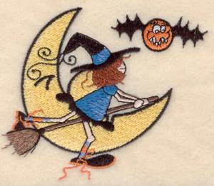 Picture of Witch & Moon  & Bat Small Machine Embroidery Design