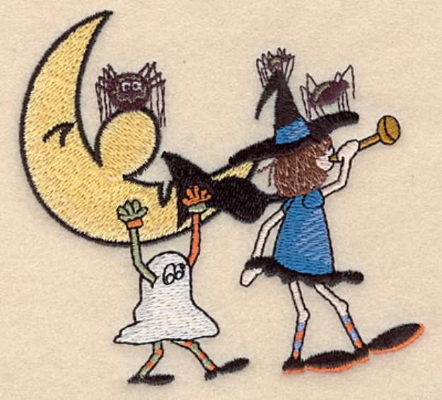 Picture of Witch Ghost  & Moon Small Machine Embroidery Design