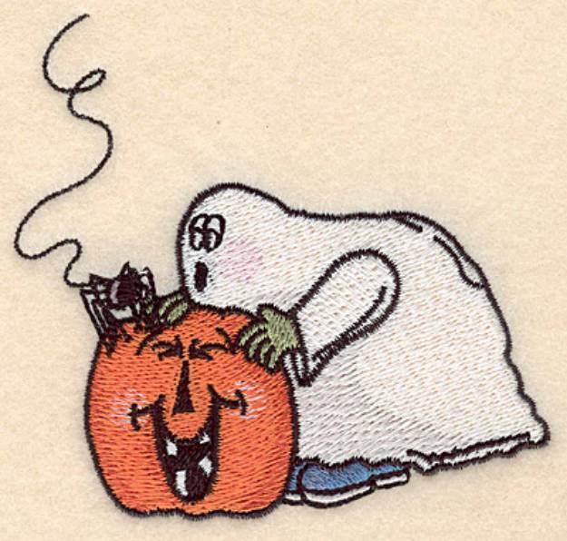 Picture of Ghost & Pumpkin Small Machine Embroidery Design
