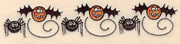 Picture of Spider And Bat Border Machine Embroidery Design