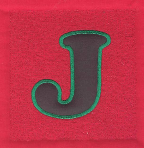 Picture of 4 Inch J Applique Stipple Machine Embroidery Design