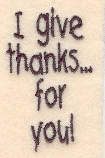 Picture of I Give Thanks Small Machine Embroidery Design