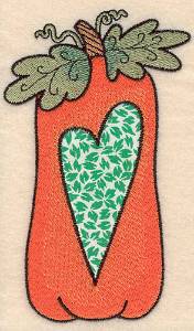 Picture of Pumpkin & Heart Applique Machine Embroidery Design