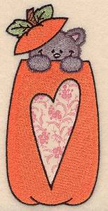 Picture of Pumpkin & Kitten Applique Machine Embroidery Design