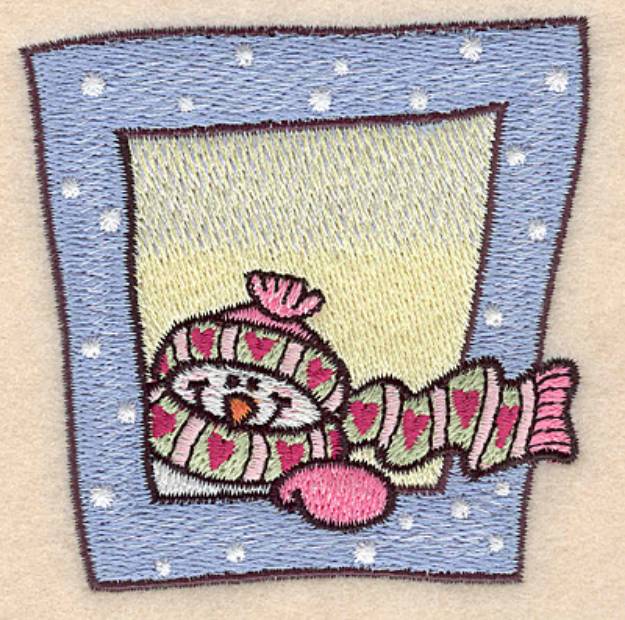 Picture of Snowman & Frame Small Machine Embroidery Design