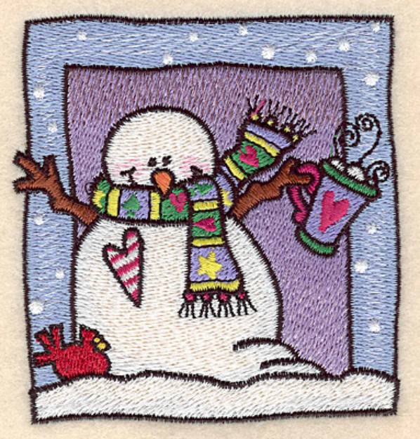 Picture of Snowman & Hot Cocoa Small Machine Embroidery Design