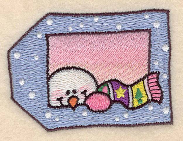 Picture of Snowman Tag Small Machine Embroidery Design