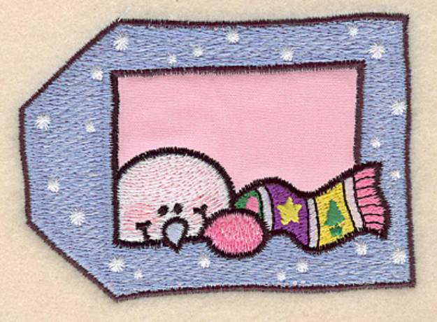 Picture of Snowman Tag Applique Machine Embroidery Design