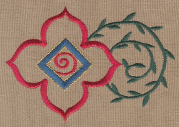 Picture of Stylized Flower & Vines 3 Machine Embroidery Design
