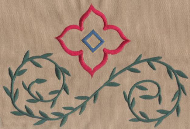 Picture of Stylized Flower & Vines 2 Machine Embroidery Design