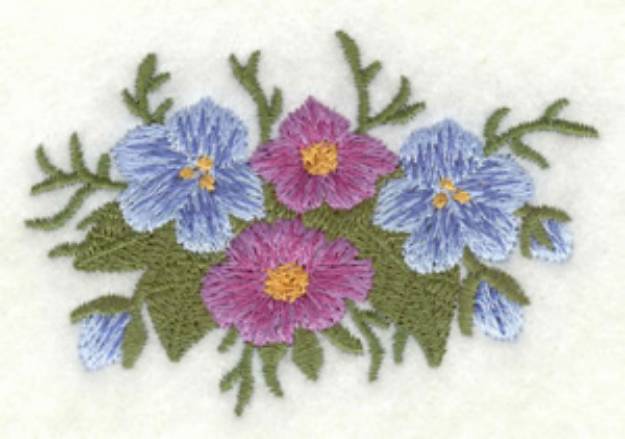 Picture of Flowers Blue & Mauve Small Machine Embroidery Design