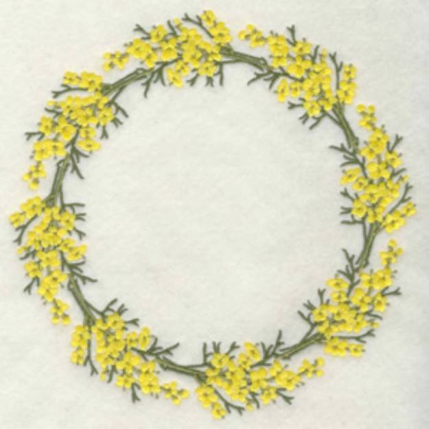 Picture of Yellow Flowers Circle Machine Embroidery Design