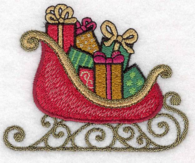 Picture of Sleigh With Gifts Machine Embroidery Design