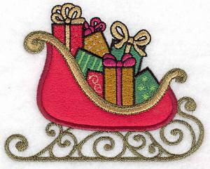 Picture of Sleigh & Gifts Applique Machine Embroidery Design