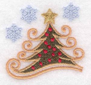 Picture of Christmas Tree & Snow B Machine Embroidery Design