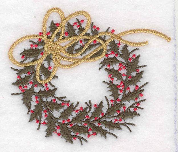 Picture of Holly Wreath Small Machine Embroidery Design