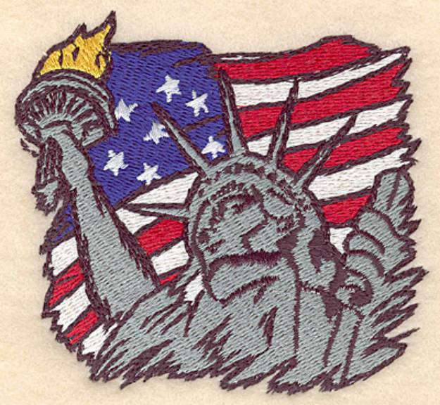 Picture of USA Flag & Statue Of Liberty Machine Embroidery Design