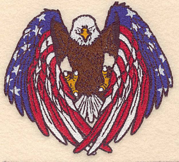 Picture of Bald Eagle & USA Flag Machine Embroidery Design