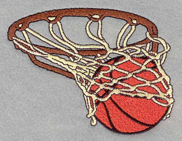 Picture of Basketball In Hoop Machine Embroidery Design