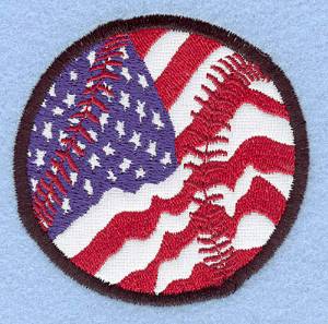 Picture of Baseball US Flag Applique Machine Embroidery Design