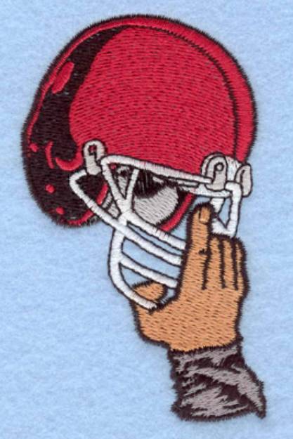 Picture of Football Helmet In Hand Machine Embroidery Design