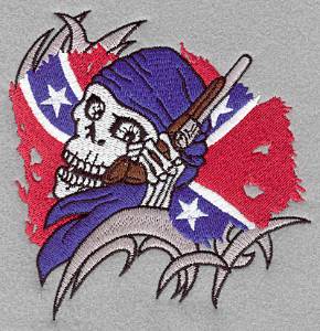 Picture of Skull & Rebel Flag Machine Embroidery Design