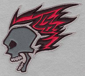 Picture of Skull With Flame Applique Machine Embroidery Design