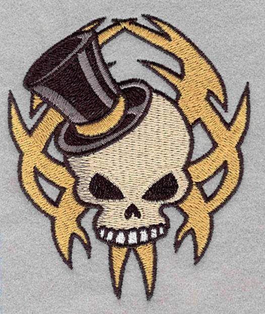 Picture of Skull With Top Hat Small Machine Embroidery Design