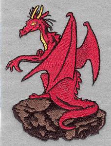 Picture of Dragon On Rock Machine Embroidery Design